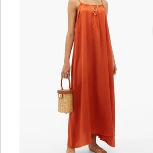 LOUP CHARMANT Amelia Tie-shoulder silk maxi dress in COPPER